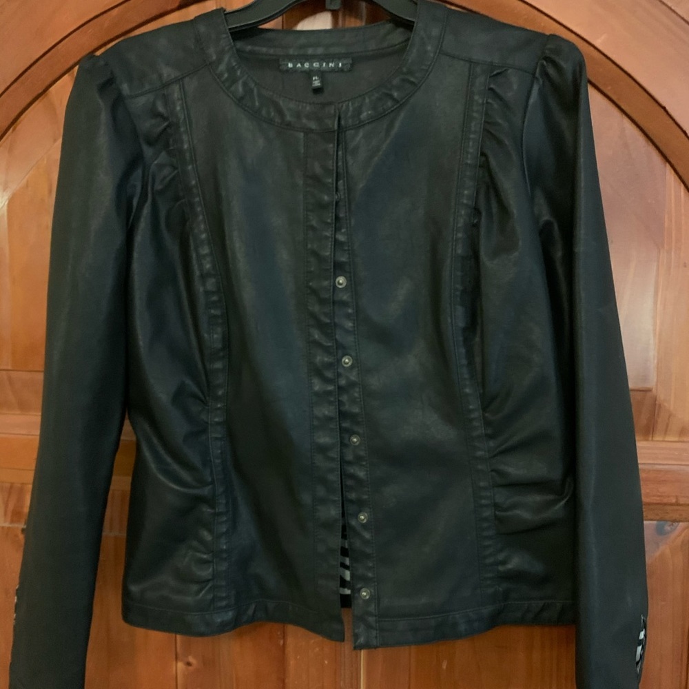 Black leather-like jacket